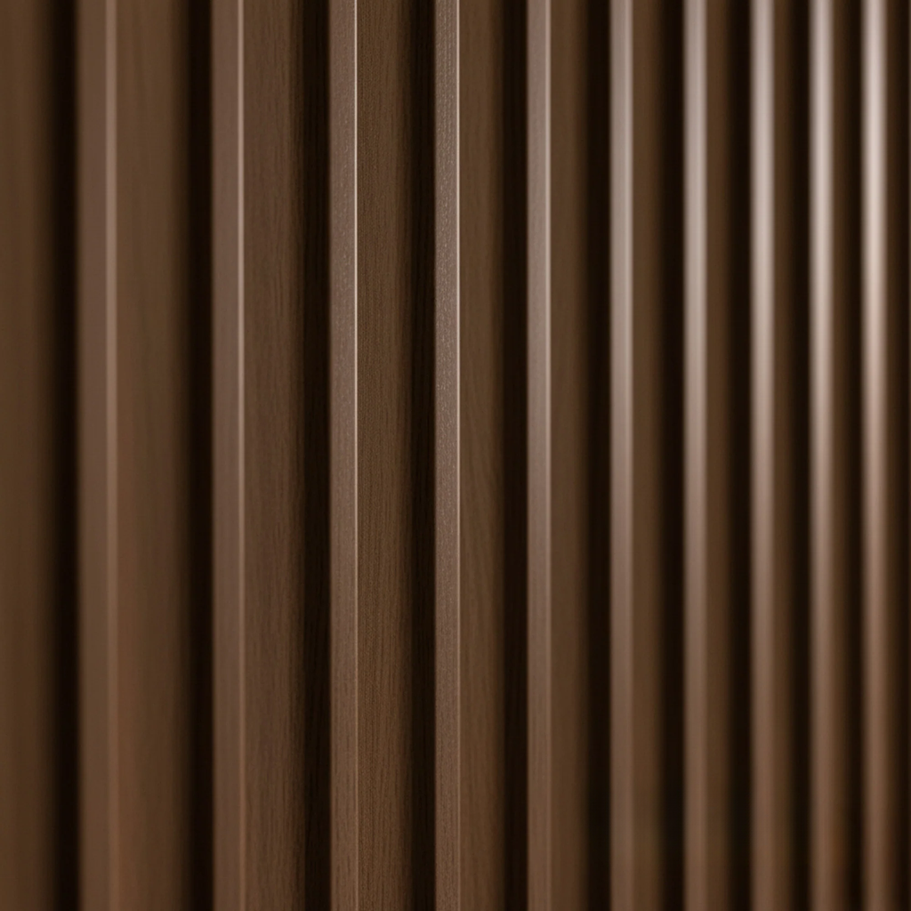 WPC Full Wall Set: 3D Wave & Flat Panels + 4 End Trims - Walnut (Dark Oak)