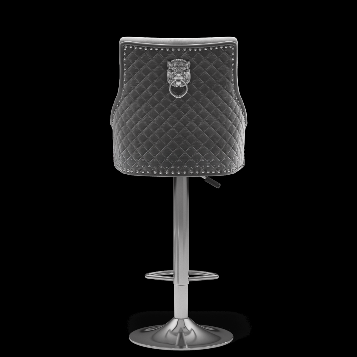 Bentley Quilted Knocker Bar Stool In Grey Velvet