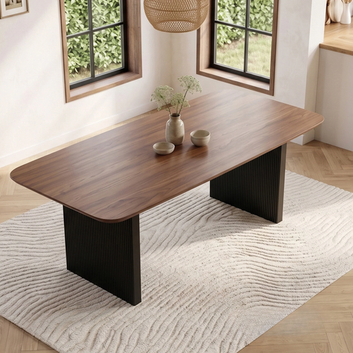 ALUXO® Genesis 180cm Walnut Dining Table - Slimline Fluted Base