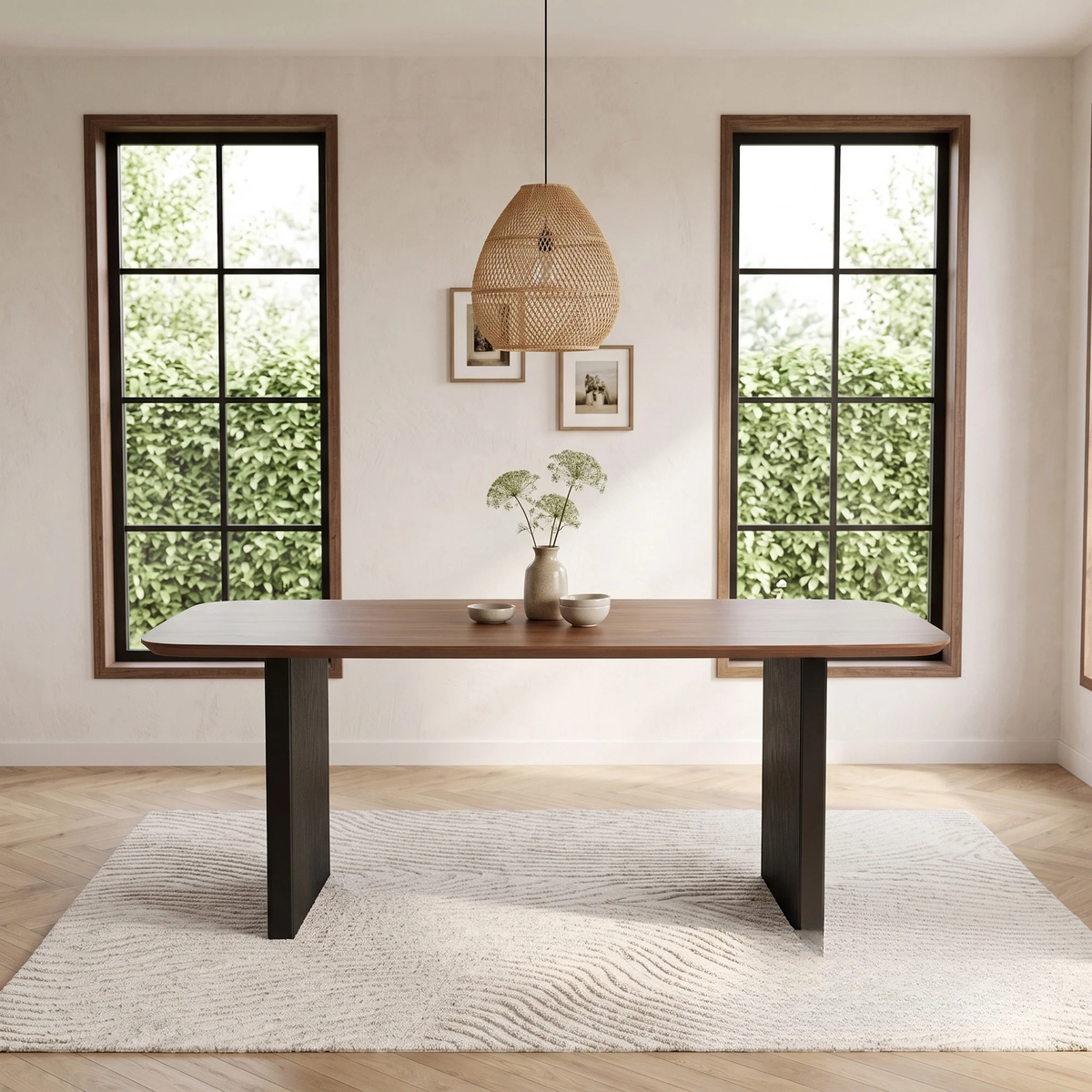 ALUXO® Genesis 180cm Walnut Dining Table - Slimline Fluted Base