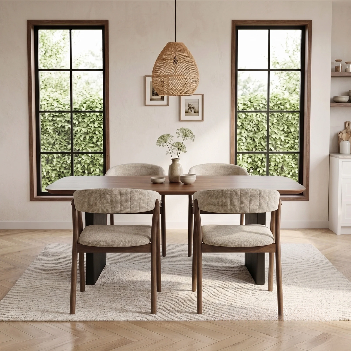ALUXO® Genesis 180cm Walnut Dining Table - Slimline Fluted Base