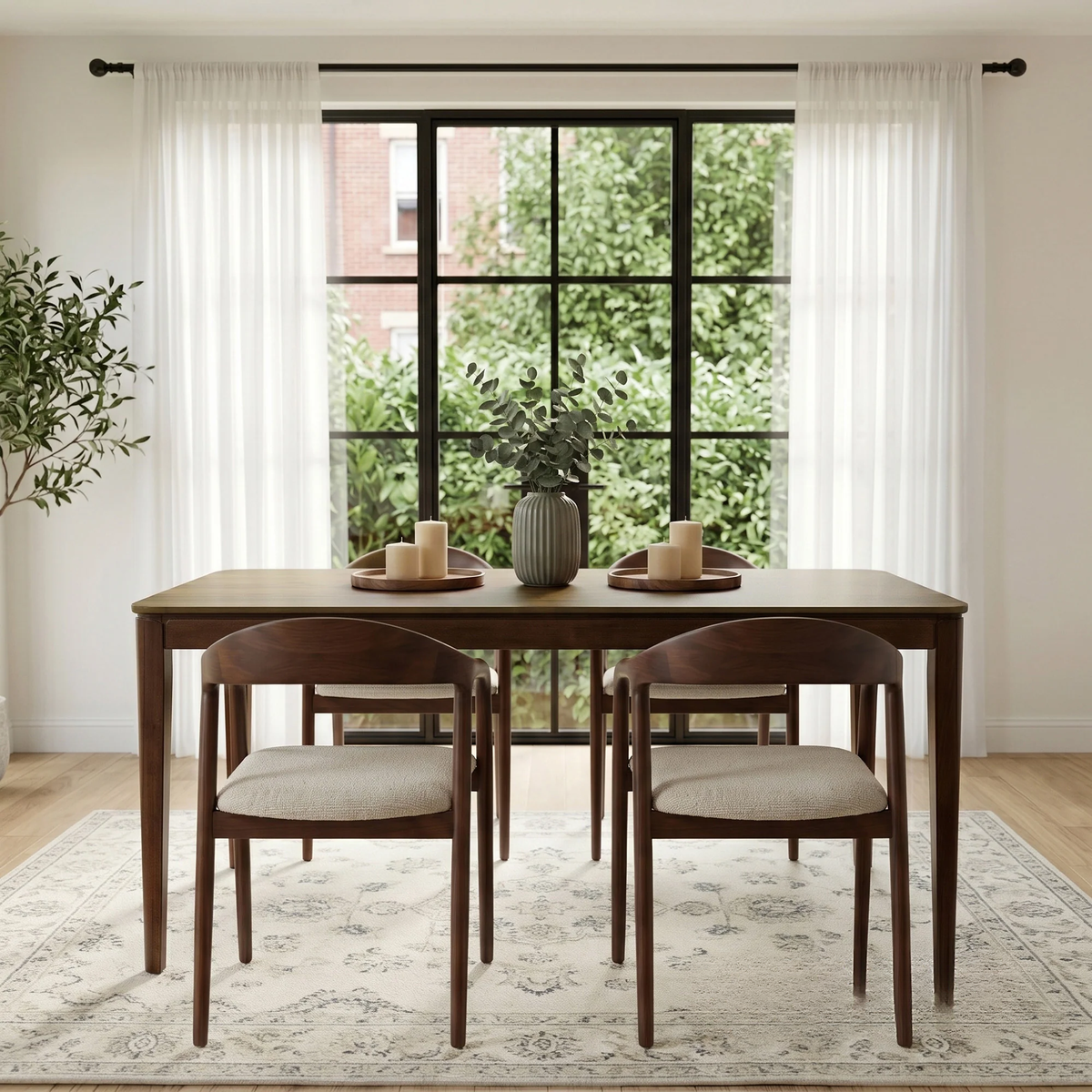 ALUXO® Sherwood 150cm Walnut Dining Table - Rectangular Tapered Base