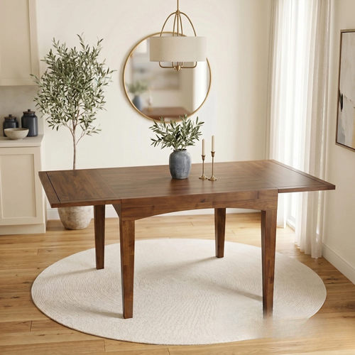 ALUXO® Journey 90-180cm Walnut Dining Table - Square Extendable Rectangular Top