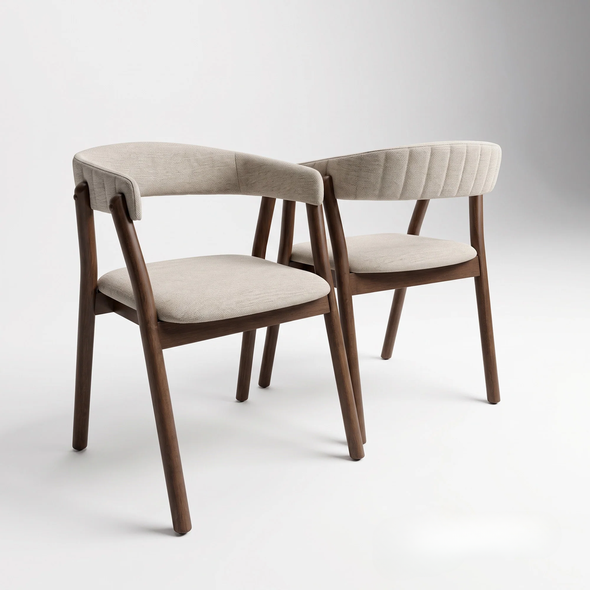 ALUXO® Remy 1.37m Round Walnut Dining Set – Ebony Sculptural Base Table with 4 Linus Oatmeal Bouclé Chairs