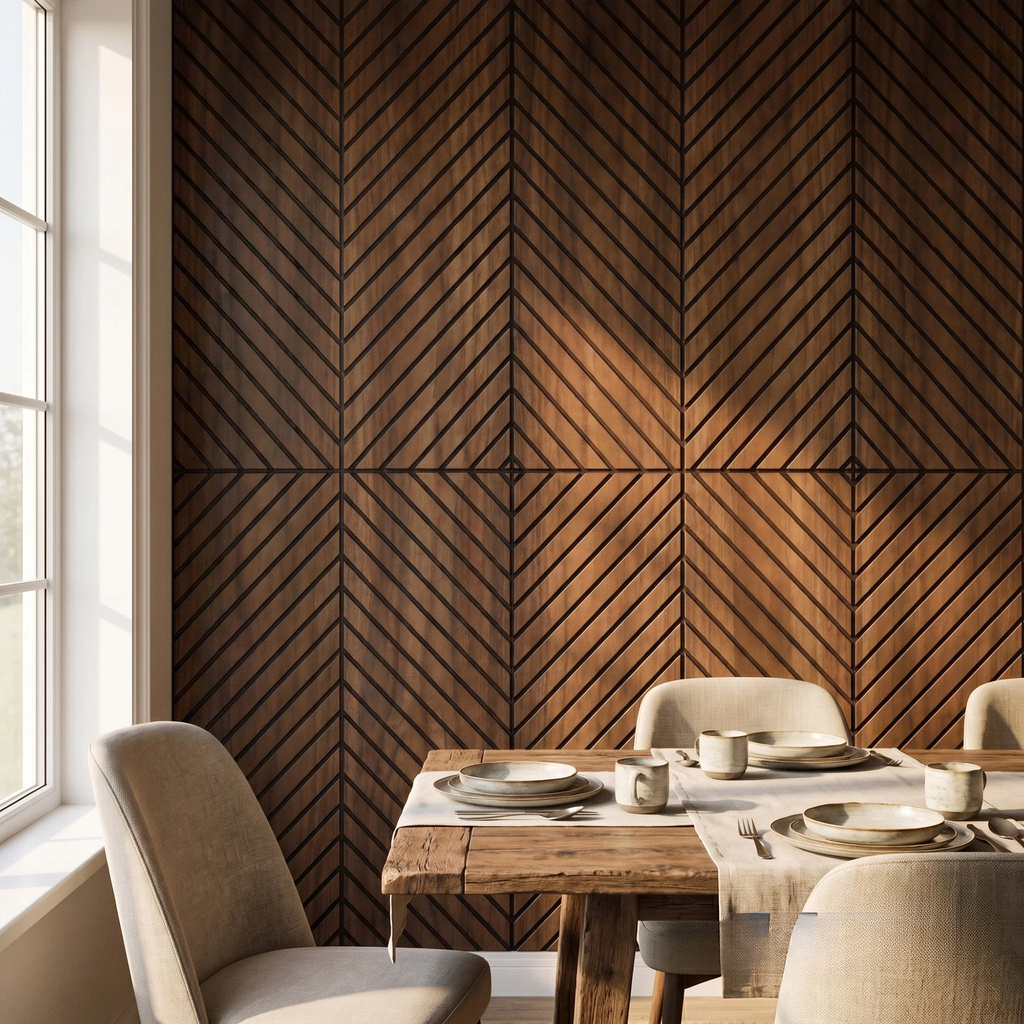 Panelux™ Lite Herringbone Acoustic Wall Panels - 120x30cm (Set of 4) | Self Adhesive, 5 Colours