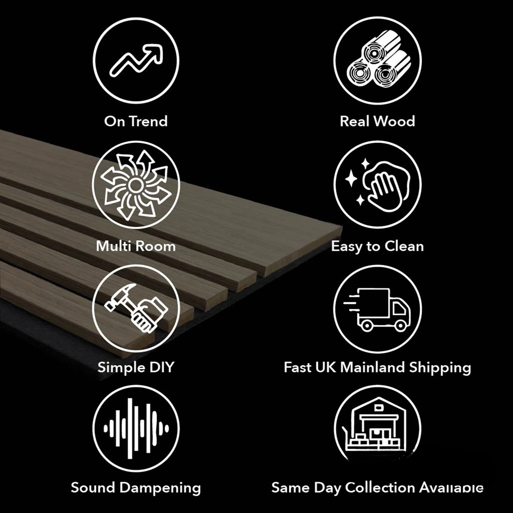 Black Oak Acoustic Square Wall Panels 60cm x 60cm (Set of 4)
