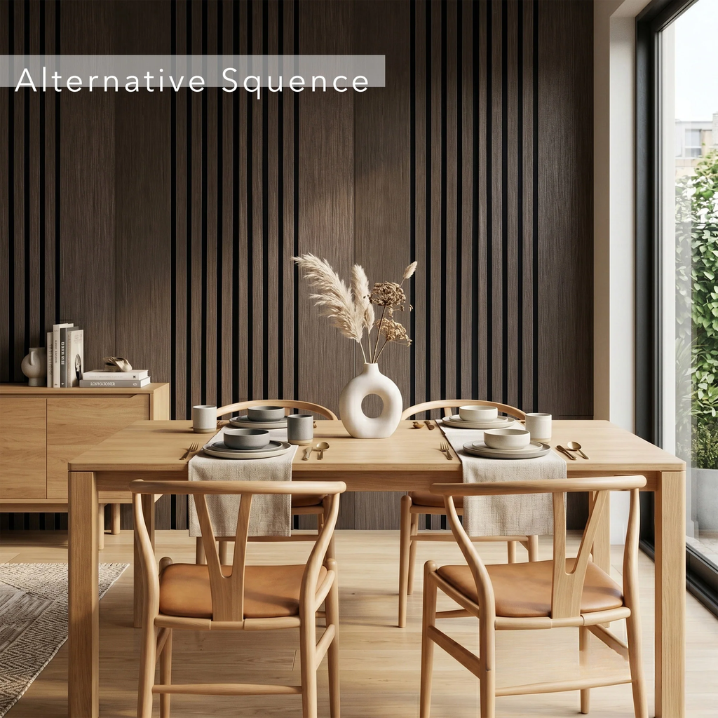 Panelux™ Pro Wide Random Rhythmic Slat Smoked Oak Wall Panels - 240cm x 30cm (Set Of 2)