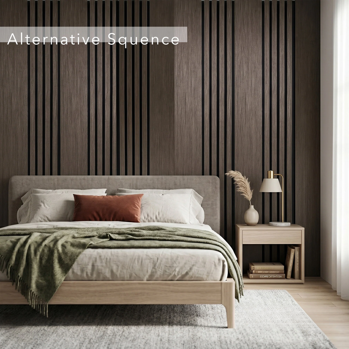 Panelux™ Pro Wide Random Rhythmic Slat Smoked Oak Wall Panels - 240cm x 30cm (Set Of 2)