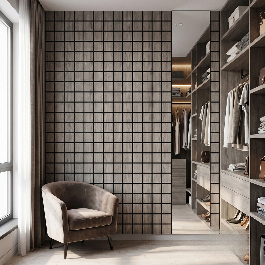 Panelux™ Lite Grid Acoustic Wall Panels - 120x30cm (Set of 4) | Self Adhesive, 5 Colours