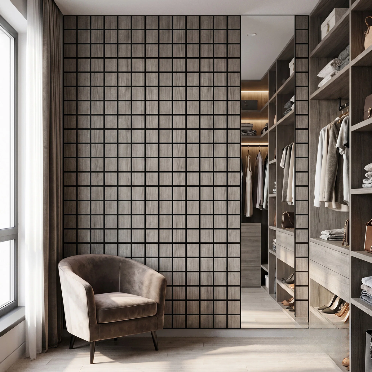 Panelux™ Lite Grid Acoustic Wall Panels - 120x30cm (Set of 4) | Self Adhesive, 5 Colours