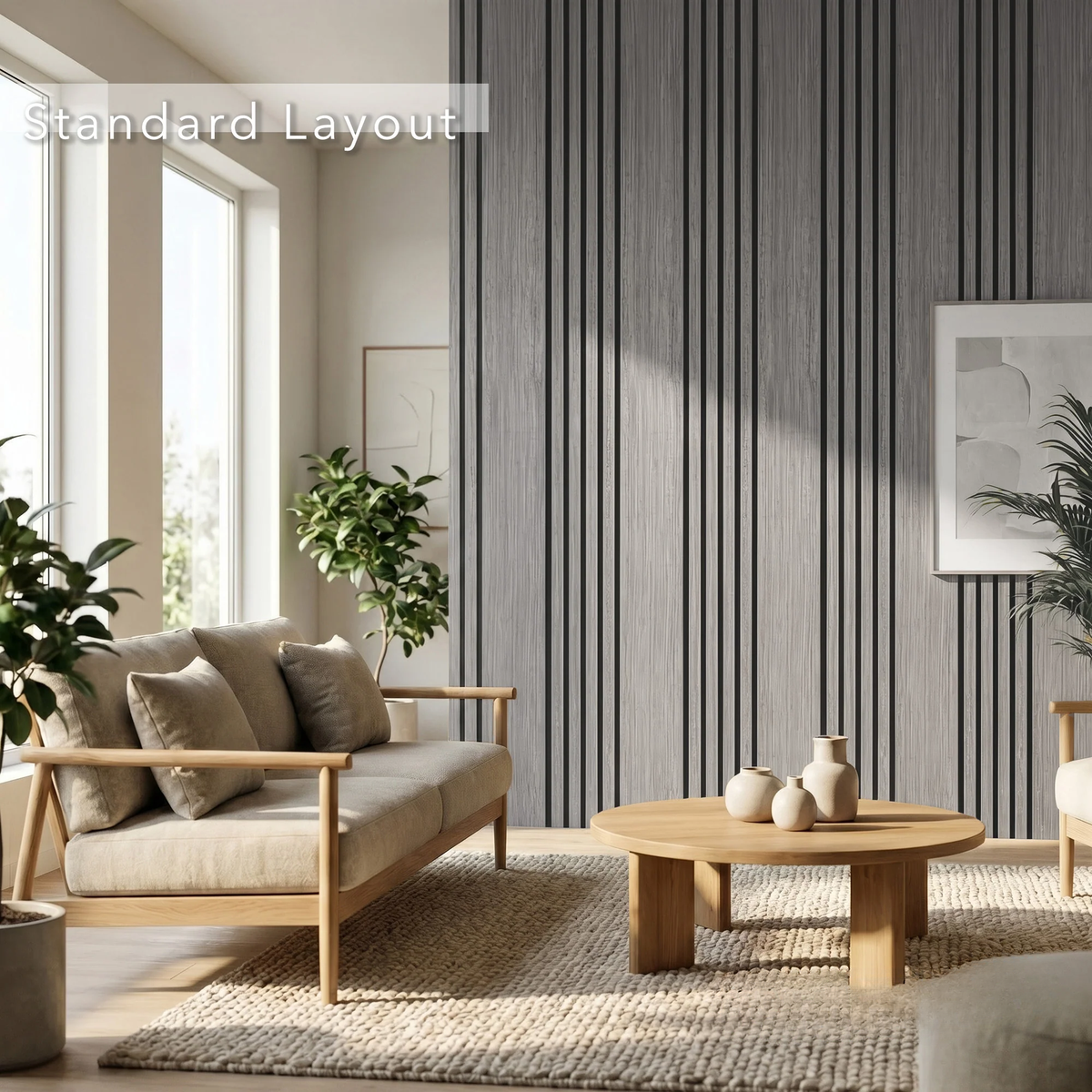 Panelux™ Pro Wide Random Rhythmic Slat Grey Oak Wall Panels - 240cm x 30cm (Set Of 2)