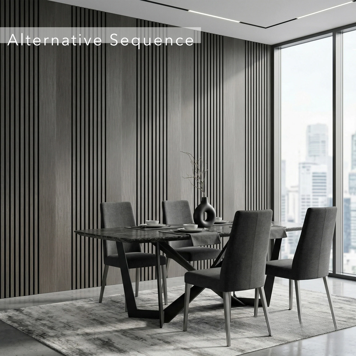 Panelux™ Pro Wide Random Rhythmic Slat Black Oak Wall Panels - 240cm x 30cm (Set Of 2)
