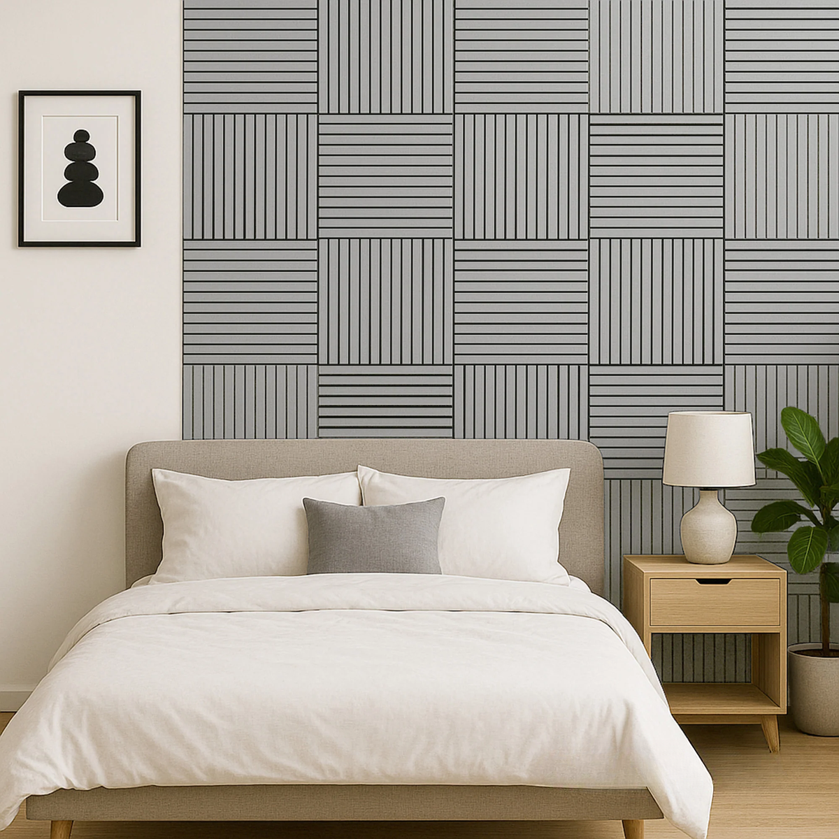 Grey Oak Acoustic Square Wall Panels 60cm x 60cm (Set of 4)