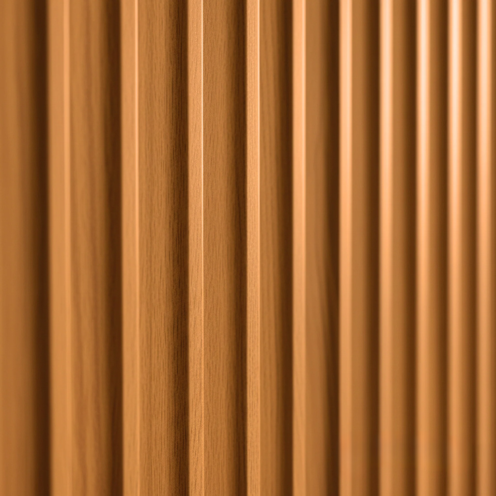 WPC Full Wall Set: 3D Wave & Flat Panels + 4 End Trims - Light Oak
