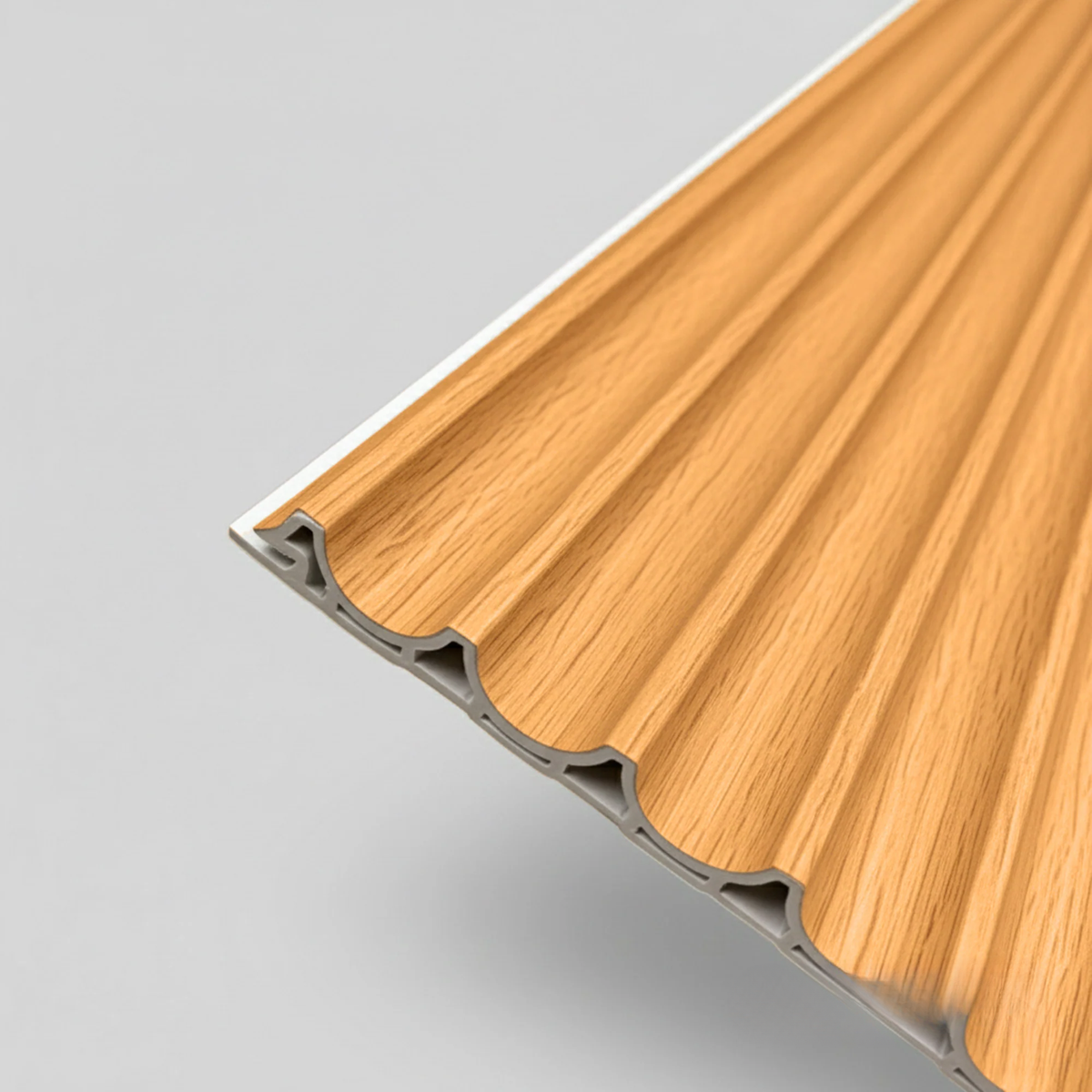 WPC Full Wall Set: 3D Wave & Flat Panels + 4 End Trims - Light Oak