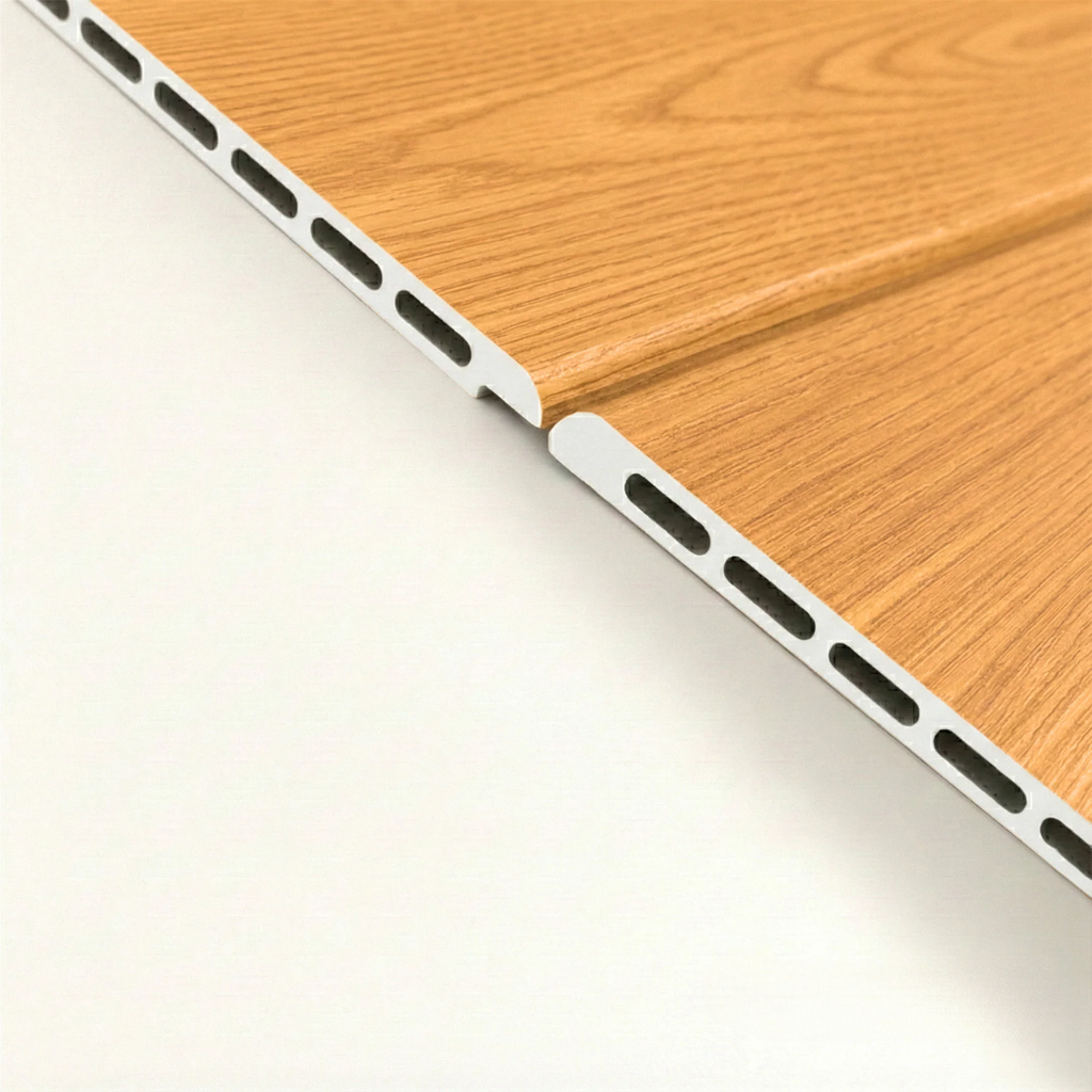 WPC Full Wall Set: 3D Wave & Flat Panels + 4 End Trims - Light Oak