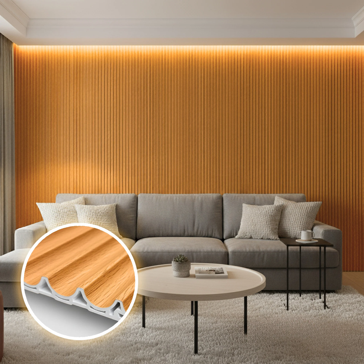 WPC 3D WAVE Decorative Wall Panels 235×15.9cm (SET of 10) - Light Oak