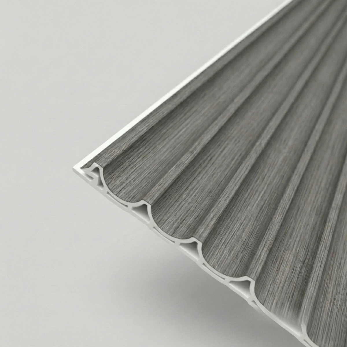 WPC Full Wall Set: 3D Wave & Flat Panels + 4 End Trims - Ash Grey