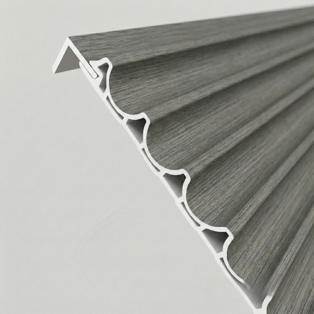WPC Full Wall Set: 3D Wave & Flat Panels + 4 End Trims - Ash Grey