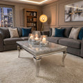 Lorens 130cm Chrome Coffee Table with Light Grey Marble Top