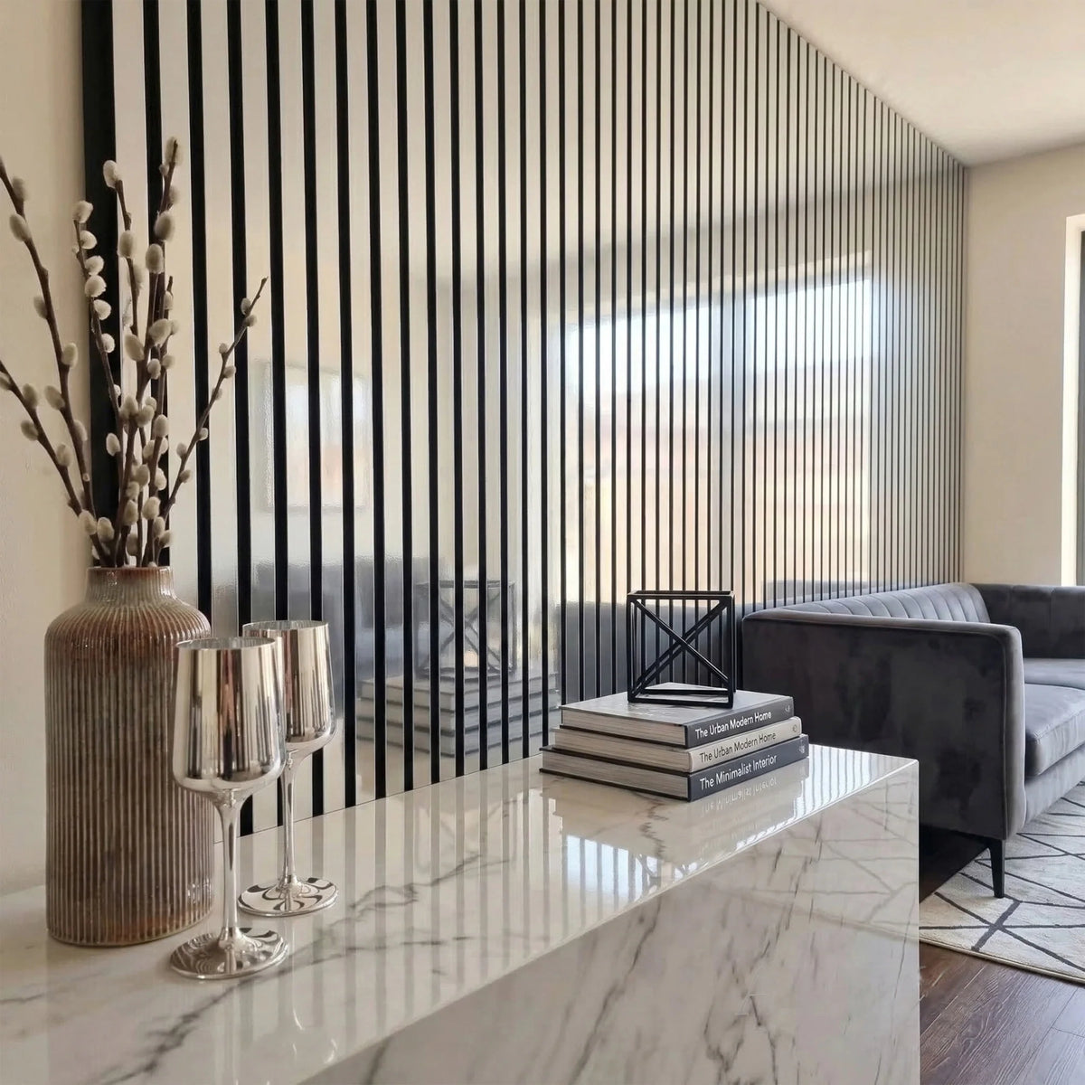 Panelux™ Pro Chrome Colour Acoustic Wood Wall Panels | 3-Sided Wrap 240cm x 32cm (Set of 2)