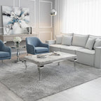 Lorens 130cm Chrome Coffee Table with Light Grey Marble Top