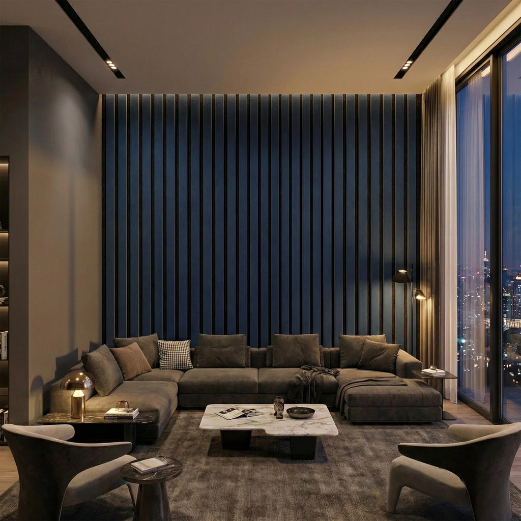 Panelux™ Pro Wide Blue Coloured Wall Panel | 3-Sided Wrap Design 240cm x 30cm (Set of 2)