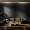 Panelux™ Pro Black Coloured Acoustic Wood Wall Panel | 3-Sided Wrap 240cm x 32cm (Set of 2)
