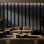Panelux™ Pro Black Coloured Acoustic Wood Wall Panel | 3-Sided Wrap 240cm x 32cm (Set of 2)
