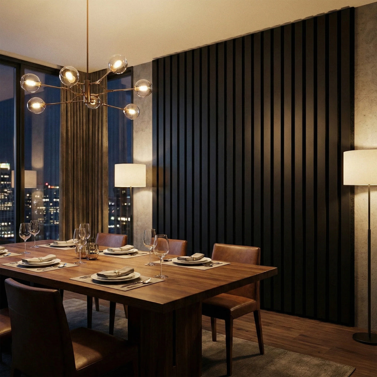 Panelux™ Pro Wide Black Coloured Wall Panel | 3-Sided Wrap Design 240cm x 30cm (Set of 2)