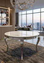 Louis Marble Table With 4 lewis Lion Knocker Chairs