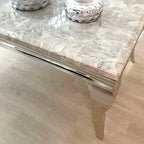 Lorens 130cm Chrome Coffee Table with Light Grey Marble Top